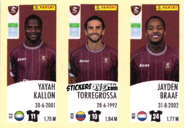 Sticker Yayah Kallon / Ernesto Torregrossa / Jayden Braaf - Calciatori 2024-2025 n. 650 - Panini