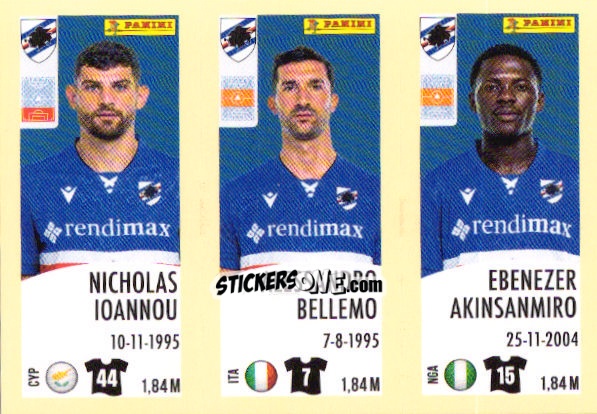 Sticker Nicolas Ioannou / Alessandro Bellemo / Ebenezer Akinsanmiro - Calciatori 2024-2025 n. 655 - Panini