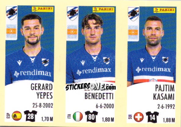 Sticker Gerard Yepes / Leonardo Benedetti / Pajtim Kasami - Calciatori 2024-2025 n. 656 - Panini