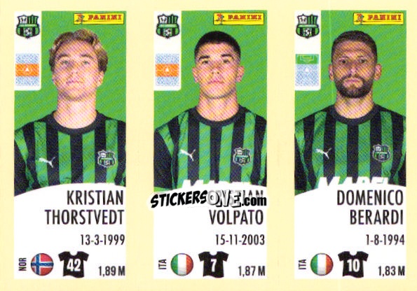 Sticker Kristian Thorstvedt / Cristian Volpato / Domenico Berardi - Calciatori 2024-2025 n. 662 - Panini