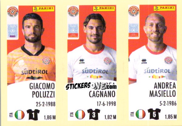 Sticker Giacomo Poluzzi / Andrea Cagnano / Andrea Masiello - Calciatori 2024-2025 n. 672 - Panini