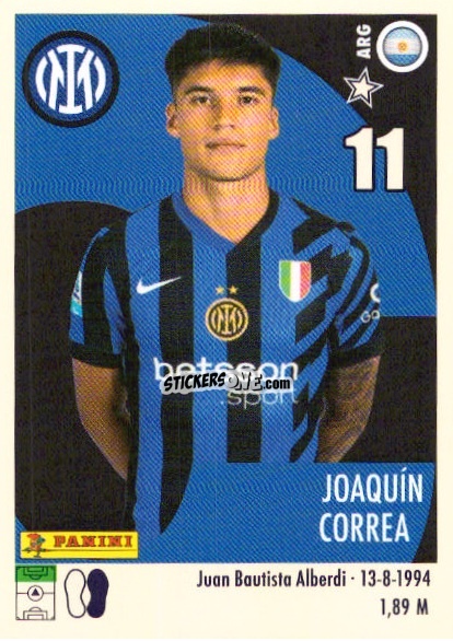Sticker Joaquin Correa - Calciatori 2024-2025 n. U36 - Panini