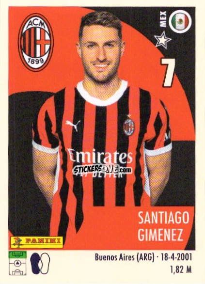 Sticker Santiago Gimenez - Calciatori 2024-2025 n. U52 - Panini