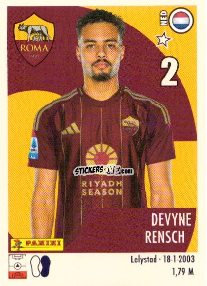 Sticker Devyne Rensch - Calciatori 2024-2025 n. U67 - Panini