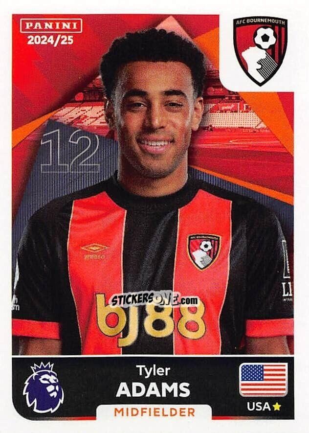 Sticker Tyler Adams - English Premier League 2024-2025
 n. 38 - Panini