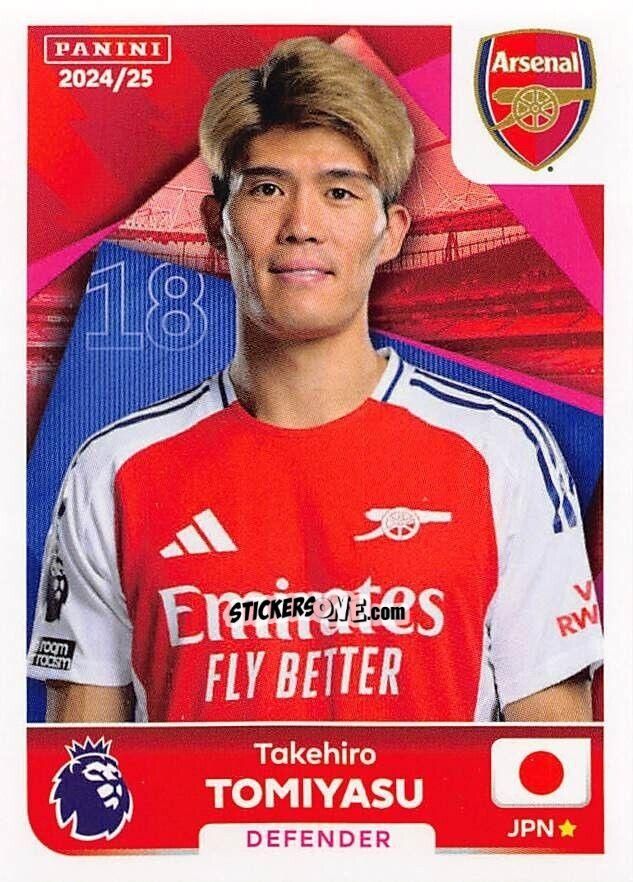 Figurina Takehiro Tomiyasu - English Premier League 2024-2025
 n. 63 - Panini