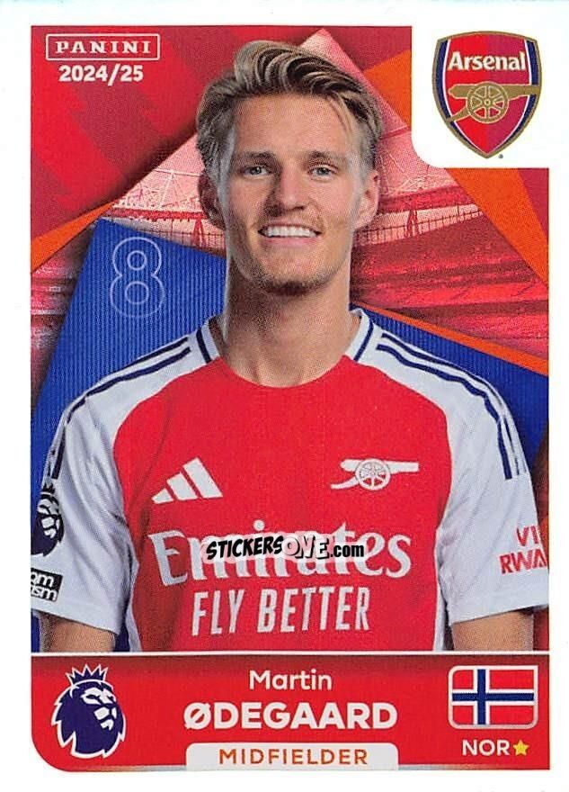 Sticker Martin Ødegaard (Captain) - English Premier League 2024-2025
 n. 66 - Panini