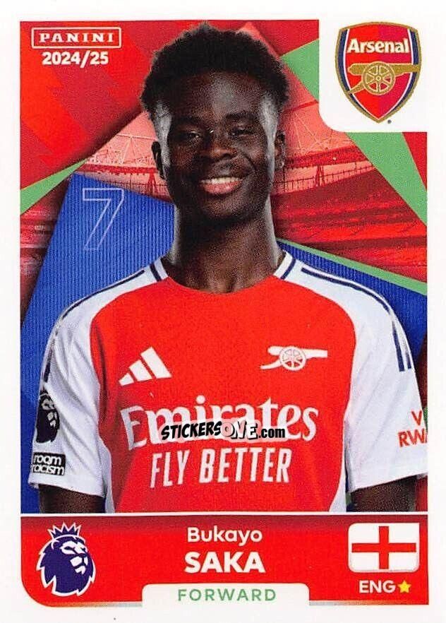 Figurina Bukayo Saka - English Premier League 2024-2025
 n. 70 - Panini
