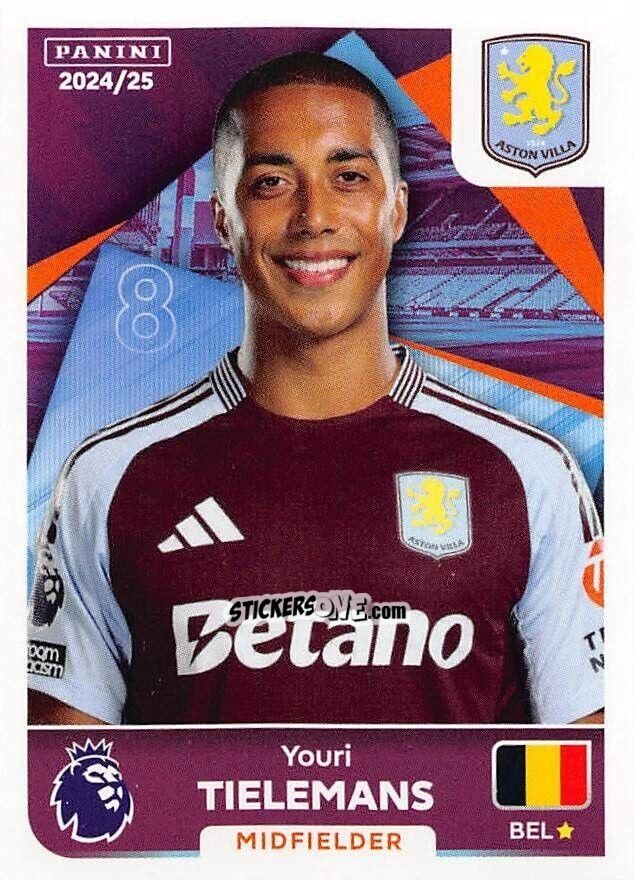 Sticker Youri Tielemans - English Premier League 2024-2025
 n. 95 - Panini