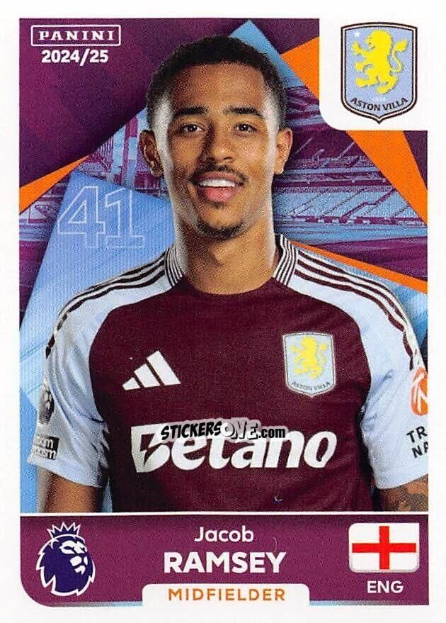 Figurina Jacob Ramsey - English Premier League 2024-2025
 n. 100 - Panini