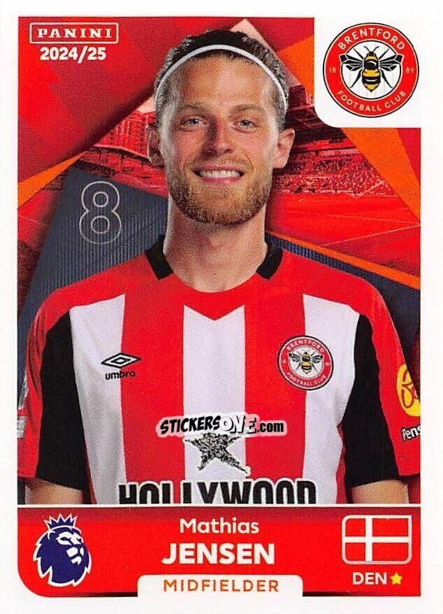 Figurina Mathias Jensen - English Premier League 2024-2025
 n. 123 - Panini