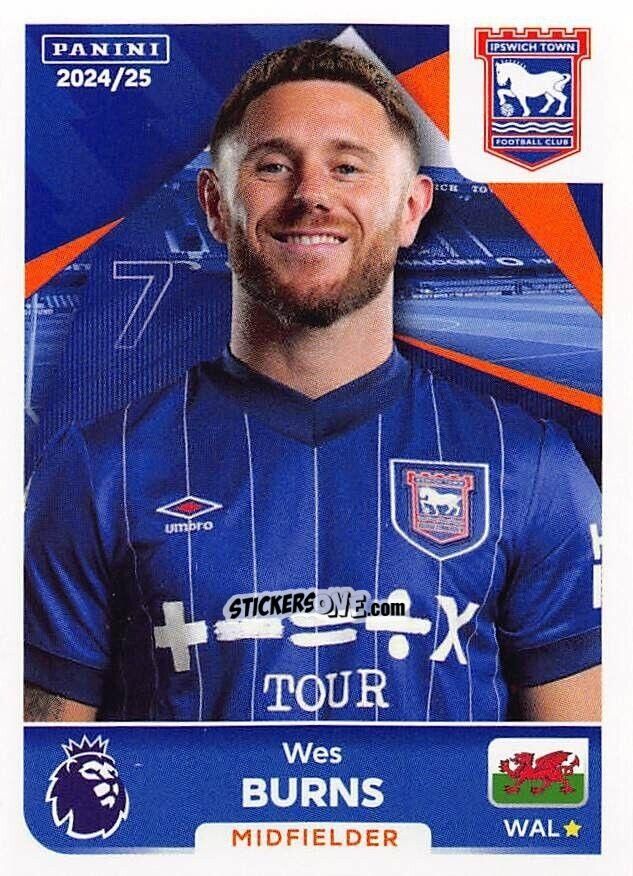 Sticker Wes Burns - English Premier League 2024-2025
 n. 296 - Panini