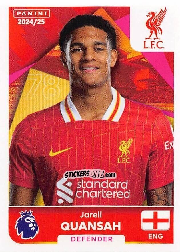 Cromo Jarell Quansah - English Premier League 2024-2025
 n. 386 - Panini