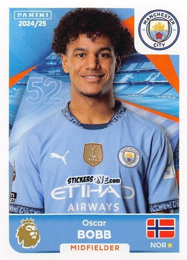 Figurina Oscar Bobb - English Premier League 2024-2025
 n. 425 - Panini