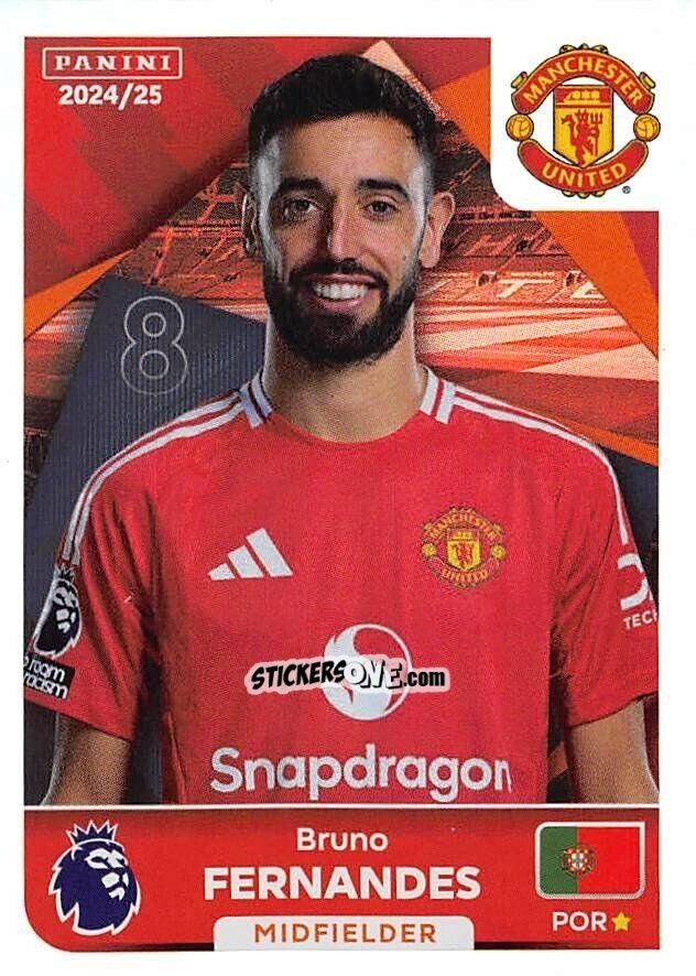 Sticker Bruno Fernandes (Captain) - English Premier League 2024-2025
 n. 447 - Panini