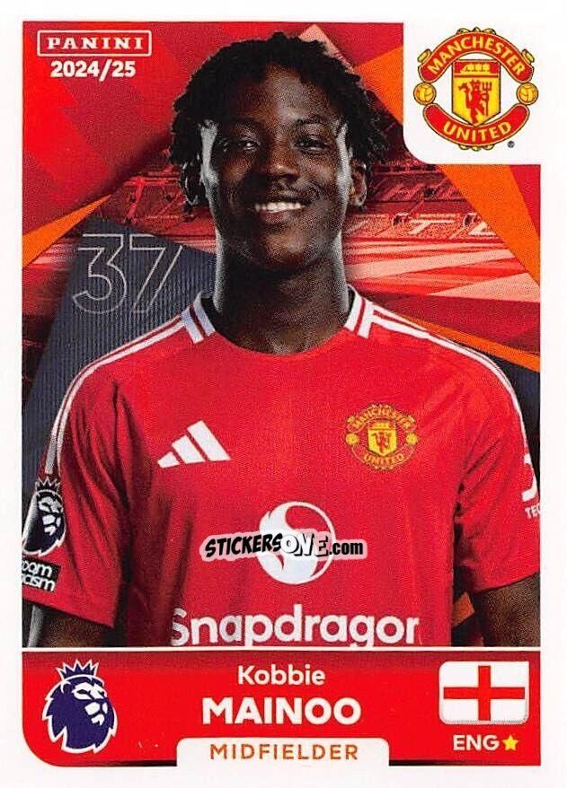 Figurina Kobbie Mainoo - English Premier League 2024-2025
 n. 451 - Panini
