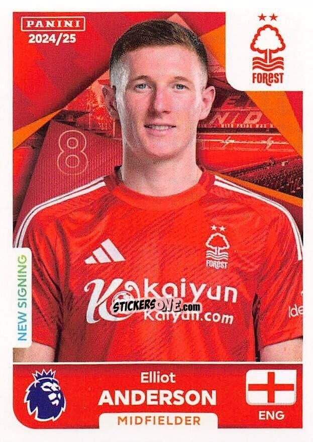Figurina Elliot Anderson - English Premier League 2024-2025
 n. 505 - Panini