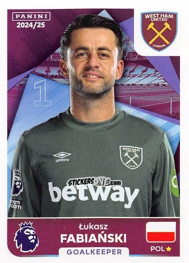 Sticker Łukasz Fabiański - English Premier League 2024-2025
 n. 580 - Panini