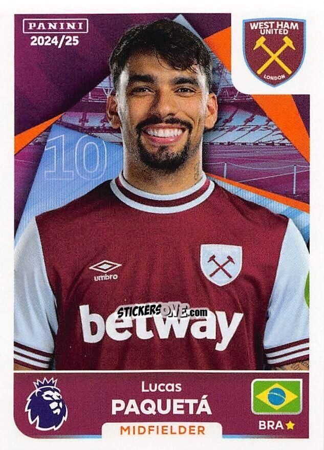 Figurina Lucas Paquetá - English Premier League 2024-2025
 n. 591 - Panini