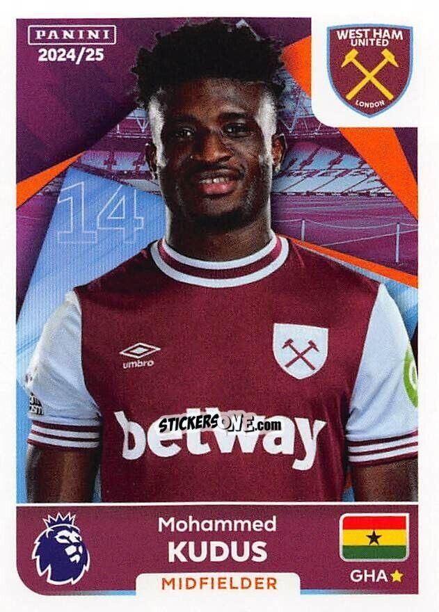Sticker Mohammed Kudus - English Premier League 2024-2025
 n. 592 - Panini