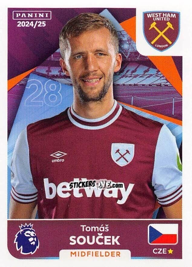 Sticker Tomáš Souček - English Premier League 2024-2025
 n. 595 - Panini