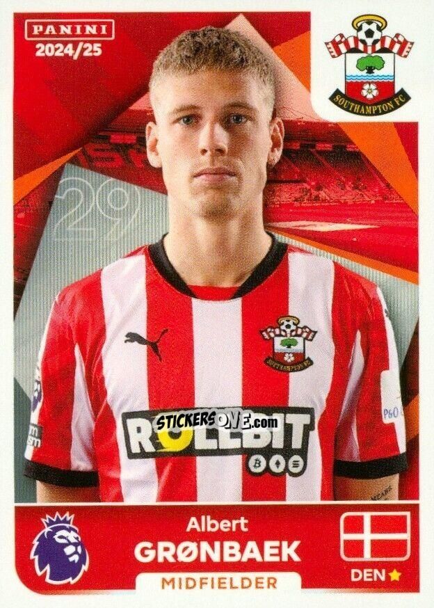 Sticker Albert Gronbaek - English Premier League 2024-2025
 n. U39 - Panini