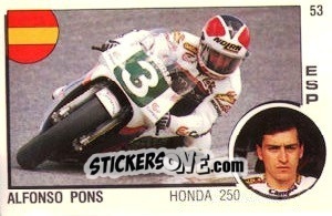 Sticker Alfonso Pons - Supersport 1988 n. 53 - Panini