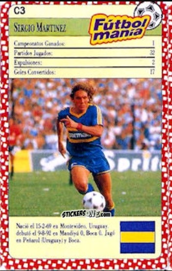 Cromo Sergio Martinez - Boca Juniors VS River Plate 1993-1994
 n. C3 - Cromy