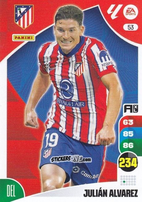Cromo Julián Álvarez - LaLiga 2024-2025. Adrenalyn XL
 n. 53 - Panini