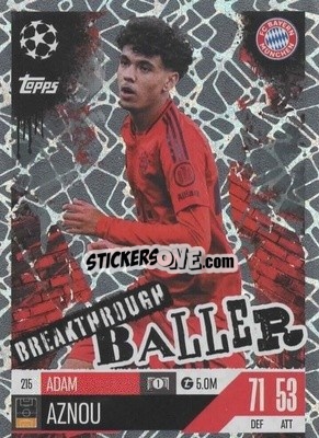 Sticker Adam Aznou - UEFA Champions League & Europa League 2024-2025. Match Attax Extra n. 215 - Topps