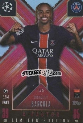 Sticker Bradley Barcola - UEFA Champions League & Europa League 2024-2025. Match Attax Extra n. LE15 - Topps
