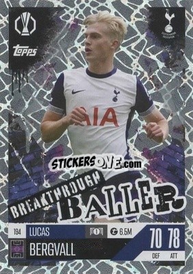 Sticker Lucas Bergvall - UEFA Champions League & Europa League 2024-2025. Match Attax Extra n. 194 - Topps