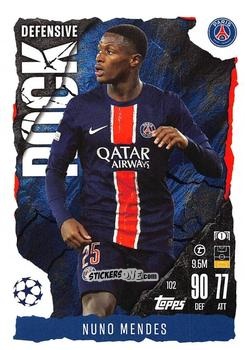 Figurina Nuno Mendes - UEFA Champions League & Europa League 2024-2025. Match Attax Extra n. 102 - Topps