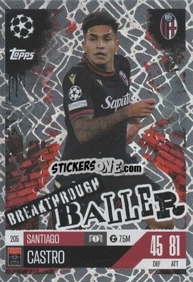 Sticker Santiago Castro - UEFA Champions League & Europa League 2024-2025. Match Attax Extra n. 205 - Topps