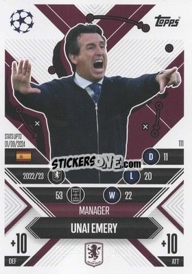 Sticker Unai Emery - UEFA Champions League & Europa League 2024-2025. Match Attax Extra n. 111 - Topps