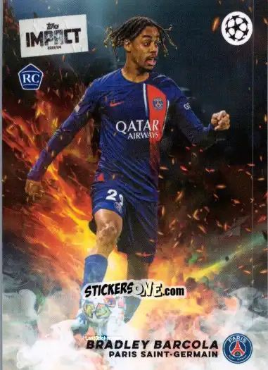 Sticker Bradley Barcola  - UEFA Club Competitions Impact 2024 n. 48 - Topps