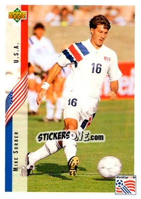 Sticker Mike Sorber - World Cup USA 1994. Contenders English/Spanish - Upper Deck