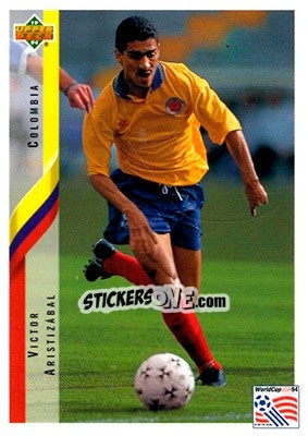 Sticker Víctor Aristizábal - World Cup USA 1994. Contenders English/Spanish - Upper Deck