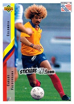 Sticker Carlos Valderrama - World Cup USA 1994. Contenders English/Spanish - Upper Deck