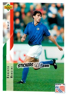 Sticker Roberto Mancini - World Cup USA 1994. Contenders English/Spanish - Upper Deck