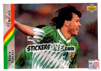 Sticker Erwin Sanchez - World Cup USA 1994. Contenders English/Spanish - Upper Deck