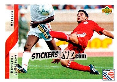 Sticker Mustapha El Haddaoui - World Cup USA 1994. Contenders English/Spanish - Upper Deck