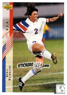 Sticker April Heinrichs - World Cup USA 1994. Contenders English/Spanish - Upper Deck