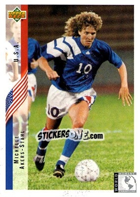 Sticker Michelle Akers-Stahl - World Cup USA 1994. Contenders English/Spanish - Upper Deck