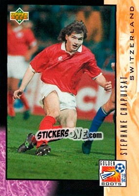 Sticker Stephane Chapuisat - World Cup USA 1994. Contenders English/Spanish - Upper Deck