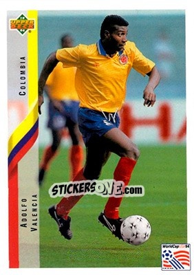Cromo Adolfo Valencia - World Cup USA 1994. Contenders English/Spanish - Upper Deck