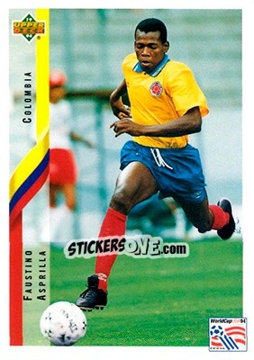 Cromo Faustino Asprilla - World Cup USA 1994. Contenders English/Spanish - Upper Deck
