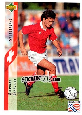 Sticker Stephane Chapuisat - World Cup USA 1994. Contenders English/Spanish - Upper Deck