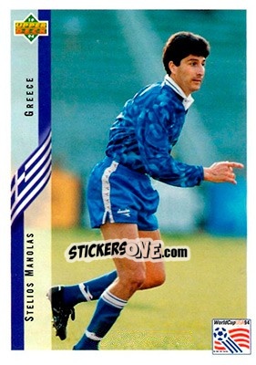 Sticker Stelios Manolsa - World Cup USA 1994. Contenders English/Spanish - Upper Deck