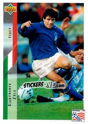Sticker Gianfranco Zola - World Cup USA 1994. Contenders English/Spanish - Upper Deck